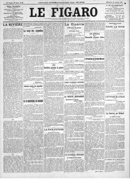 La prima pagina di Le Figaro del 20 gennaio 1915