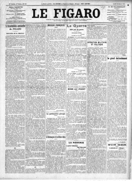 La prima pagina de Le Figaro