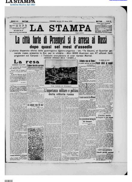La prima pagina de La Stampa del 23 marzo 1915