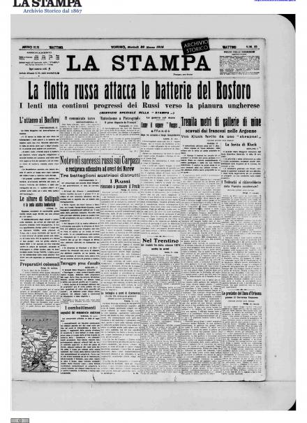 La prima pagina de La Stampa del 30 marzo 1915