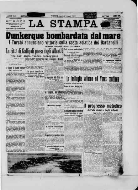 La prima pagina de La Stampa dell'1 maggio 1915