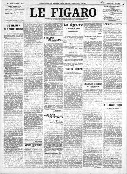 La prima pagina de La Stampa del 9 maggio 1915