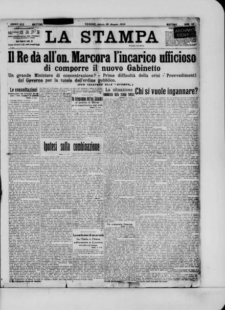 La prima pagina de La Stampa del 15 maggio 1915