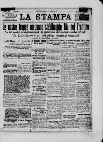 La prima pagina de La Stampa