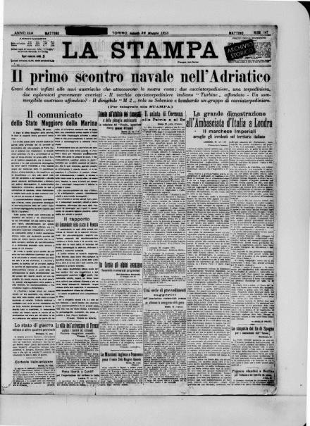 Prima pagina de La Stampa