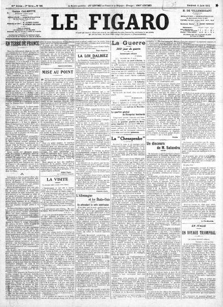 LA PRIMA PAGINA DI LE FIGARO