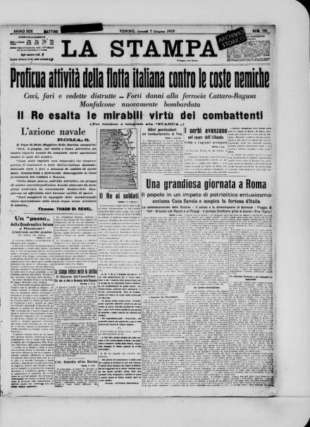 LA PRIMA PAGINA DE LA STAMPA