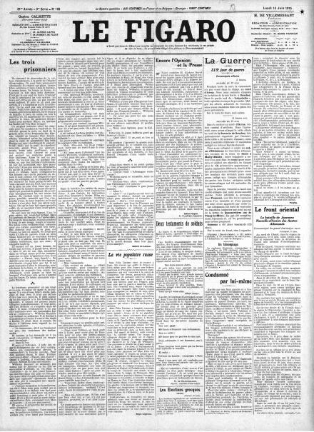 LA PRIMA PAGINA DI LE FIGARO