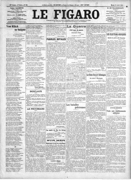LA PRIMA PAGINA DI LE FIGARO