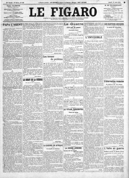LA PRIMA PAGINA DI LE FIGARO