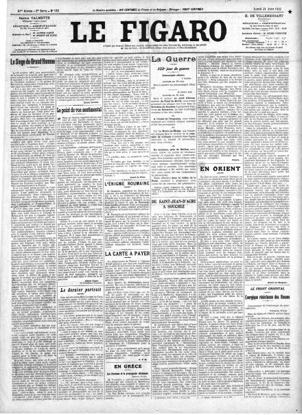 LA PRIMA PAGINA DI LE FIGARO