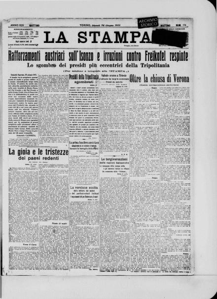 LA PRIMA PAGINA DE LA STAMPA