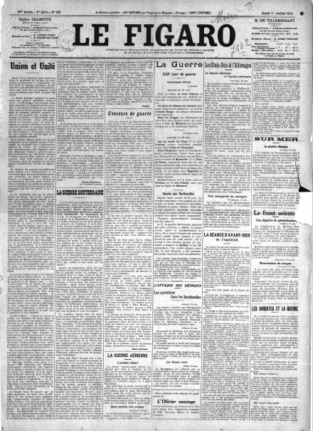 LA PRIMA PAGINA DI LE FIGARO