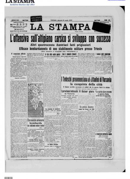LA PRIMA PAGINA DE LA STAMPA