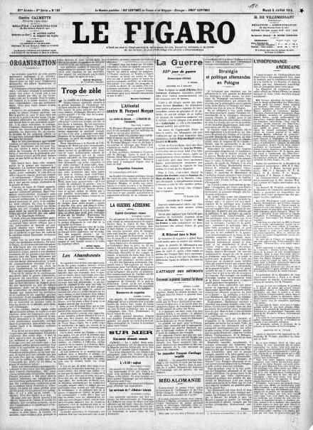 LA PRIMA PAGINA DI LE FIGARO