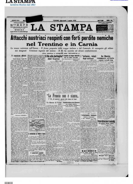 LA PRIMA PAGINA DE LA STAMPA