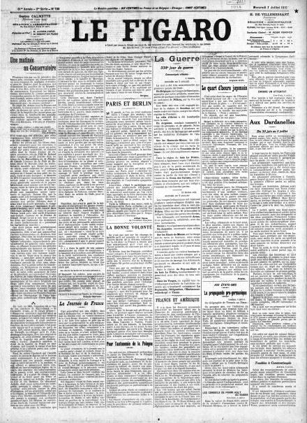 LA PRIMA PAGINA DI LE FIGARO