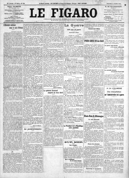 LA PRIMA PAGINA DI LE FIGARO