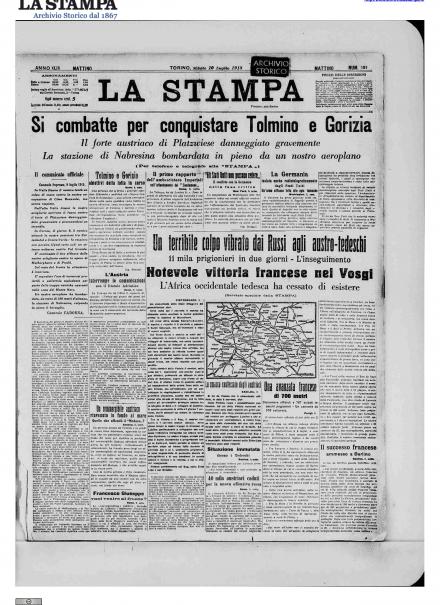 LA PRIMA PAGINA LA STAMPA 