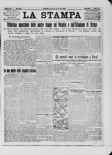 LA PRIMA PAGINE DE LA STAMPA