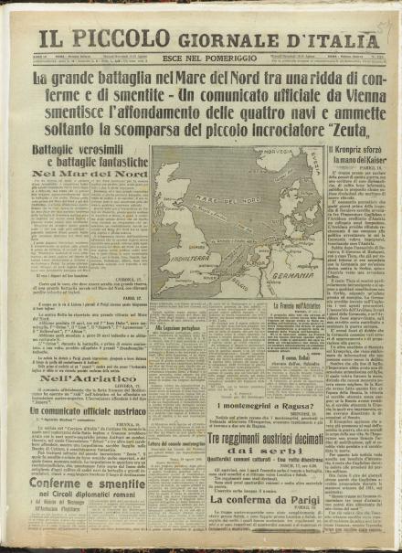 La prima pagina de Il Piccolo Giornale del 18 agosto 1914