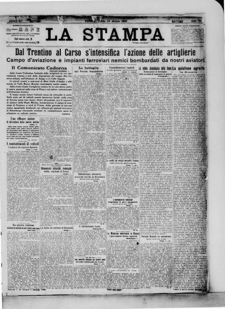 La prima pagina de La Stampa del 12 maggio 1917
