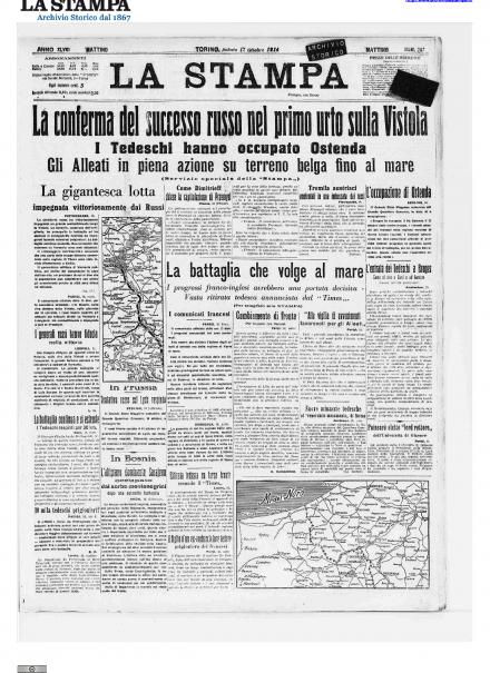 La prima pagina de La Stampa del 17 ottobre 1914