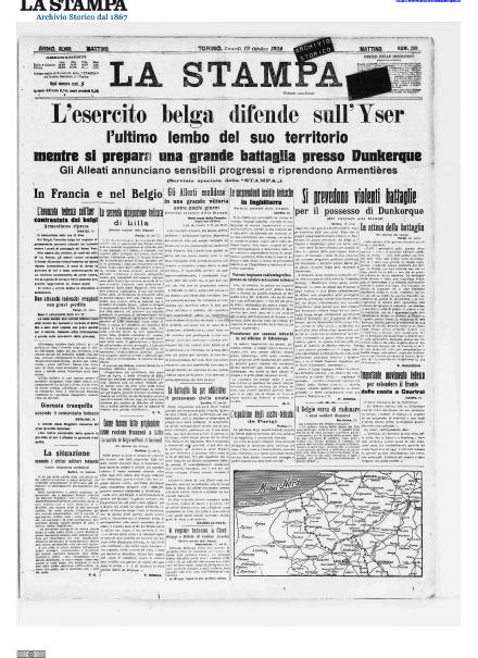 La prima pagina de La Stampa del 19 ottobre 1914