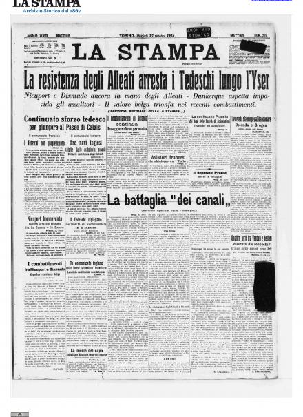 La prima pagina de La Stampa del 27 ottobre 1914