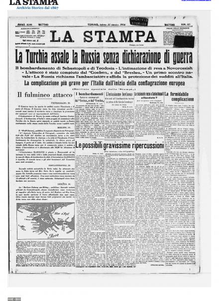 La prima pagina de La Stampa del 31 ottobre 1914