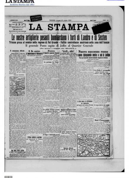LA PRIMA PAGINA DE LA STAMPA