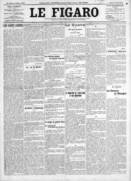 LA PRIMA PAGINA DI LE FIGARO