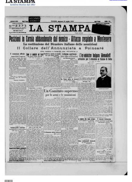 LA PRIMA PAGINA DE LA STAMPA