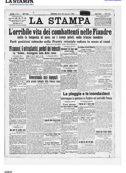 La prima pagina de La Stampa del 21 novembre