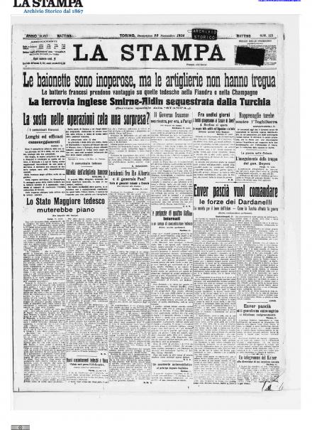 La prima pagina de La Stampa del 22 novembre
