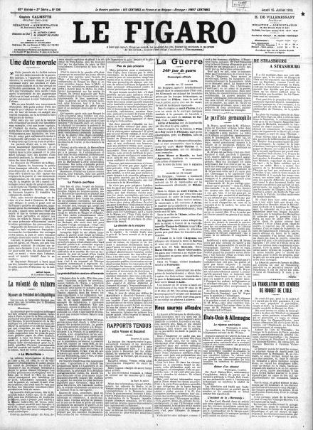 LA PRIMA PAGINA DI LE FIGARO