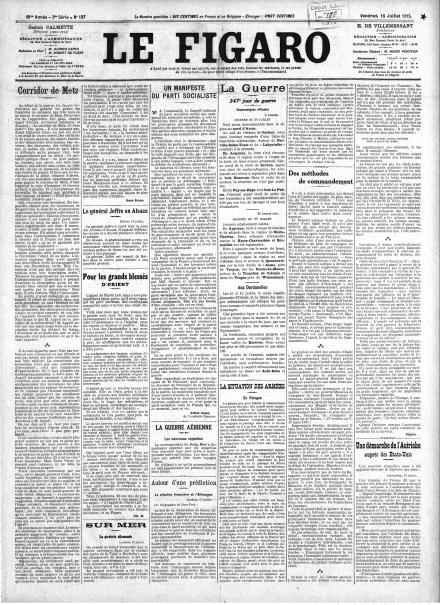 LA PRIMA PAGINA DI LE FIGARO