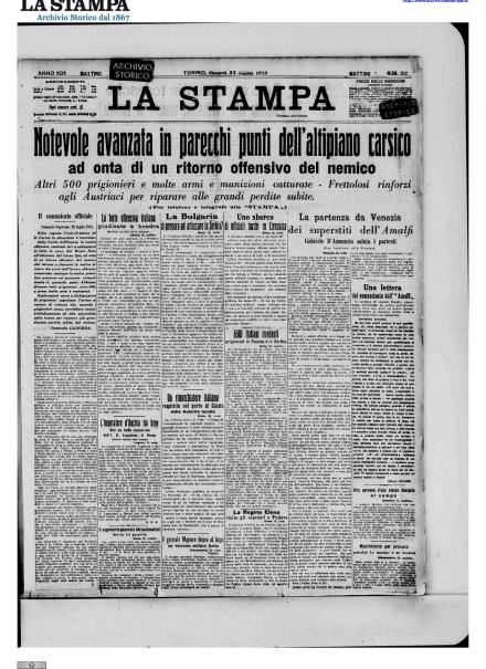 PRIMA PAGINA DE LA STAMPA