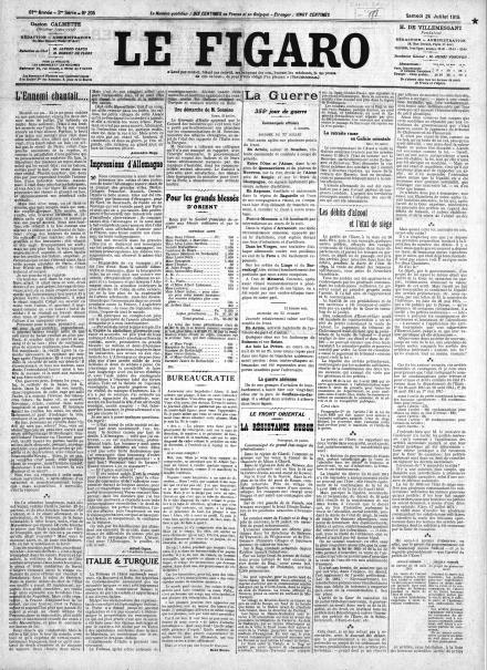 LA PRIMA PAGINA DE LE FIGARO