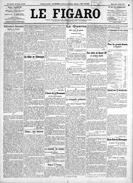 LA PRIMA PAGINA DI LE FIGARO