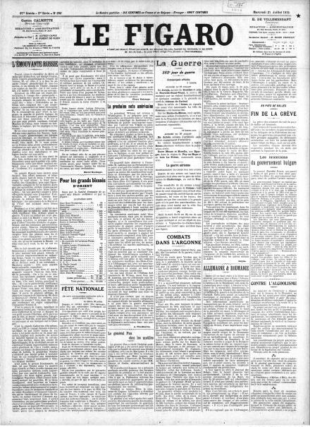 LA PRIMA PAGINA DI LE FIGARO