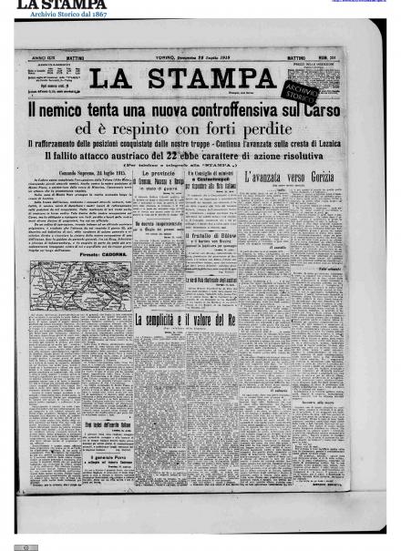 PRIMA PAGINA DE LA STAMPA
