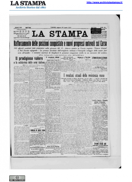 PRIMA PAGINA DE LA STAMPA