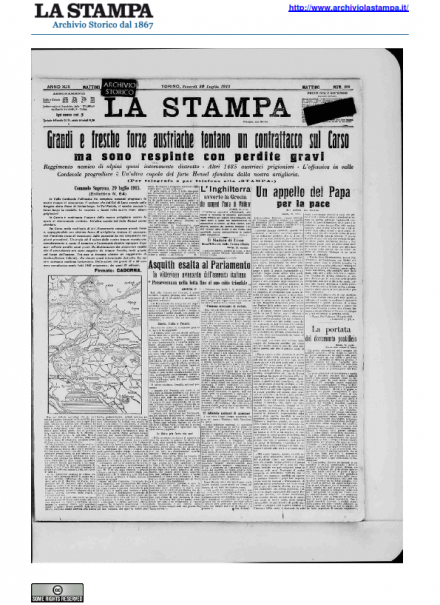 LA PRIMA PAGINA DE LA STAMPA