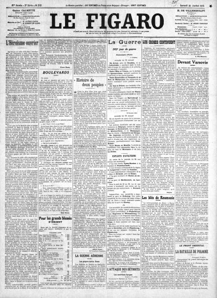 LA PRIMA PAGINA DE LE FIGARO