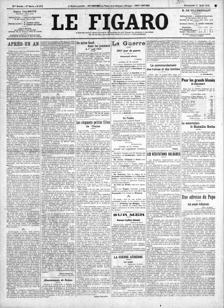 LA PRIMA PAGINA DE LE FIGARO
