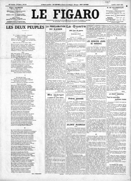 LA PRIMA PAGINA DE LE FIGARO