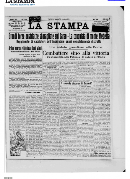 LA PRIMA PAGINA DE LA STAMPA