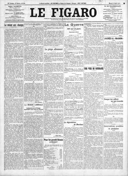 LA PRIMA PAGINA DE LE FIGARO