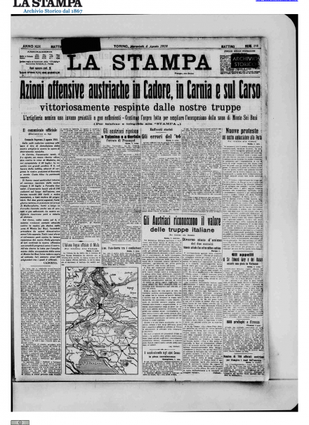 PRIMA PAGINA DE LA STAMPA